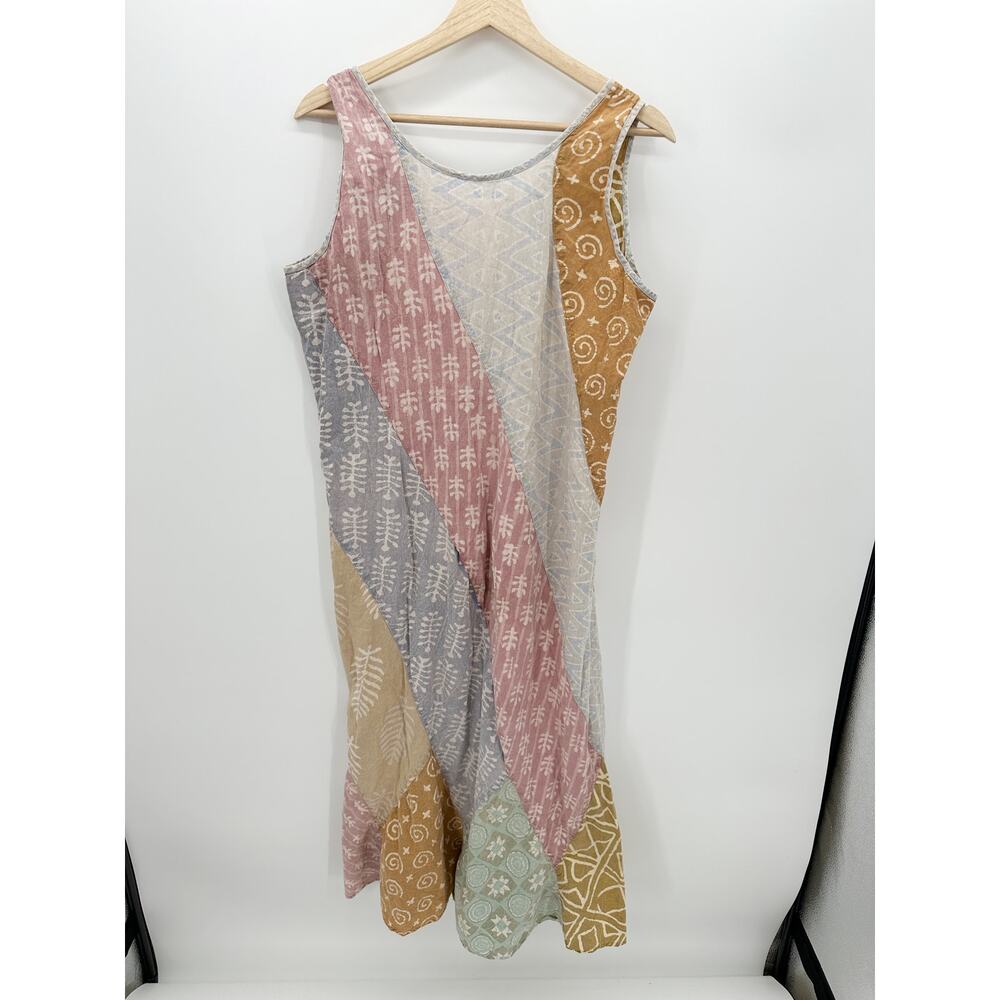 Lagenlook Maxi Long Dress Asymmetrical Sleeveless Boho Coastal Artsy Women Large - Picture 2 of 6